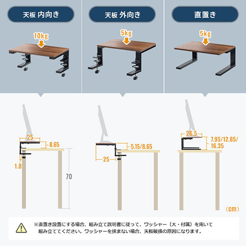 デスクエクステンダー（モニター台・クランプ・机拡張・高さ調節・モニター・コンパクト・耐荷重 10kg・おすすめ）EEX-DES24DBR