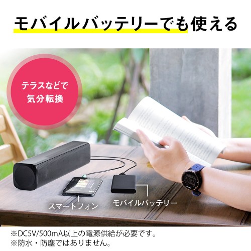 【期間・数量限定SALE】バースピーカー（サウンド・PC・USB電源・テレビ・モニター下・小型・6W・2ch・ブラック）