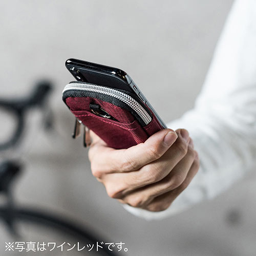 スマートキーケース（鍵・スマートキー2個収納・カード2枚収納・外側ポケット付き・キーリング付属・カラビナフック対応・ブラック）