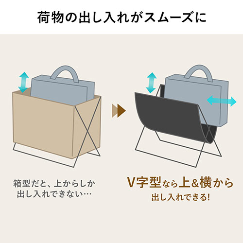 折りたたみ荷物入れ（荷物入れ・カバン入れ・机下収納・テレワーク・PVCレザー・折りたたみ・病院・クリニック・カフェ・ホテル・オフィス・ブラック） CB021BK