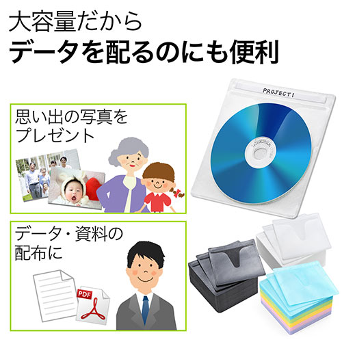 ブルーレイディスク対応不織布ケース（300枚入・両面収納・ブラック）