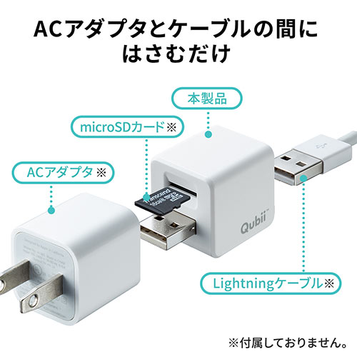 Qubii キュービー（iPhoneカードリーダー・バックアップ・microSD・充電・カードリーダー）