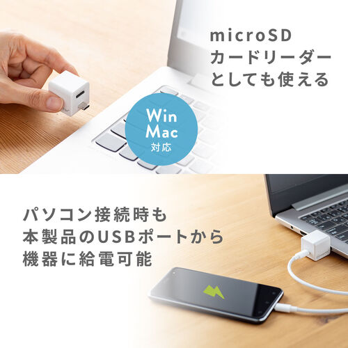 Qubii Duo Type-C接続 iPhone iPad iOS Android 自動バックアップ（USB Type-C・microSDカードリーダー機能・容量不足解消・ホワイト）