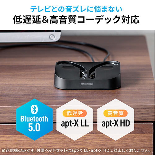 オープンイヤーイヤホン(ワイヤレス・ヘッドセット・テレビ用・bluetooth5.0・トランスミッター・2台同時接続）