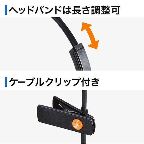 ヘッドセット（固定電話用・RJ-9接続・マイク・コールセンター・片耳タイプ）