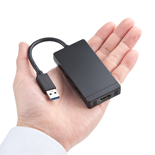 USB-HDMI変換アダプタ（USB3.0ハブ付・ディスプレイ増設・デュアルモニタ・ディスプレイアダプタ）