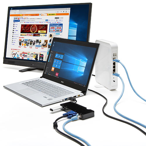 ドッキングステーション（USBハブ・USB3.0・ディスプレイ接続・HDMI/VGA・ギガビット対応・LAN・Windows専用） HUB031 サンワサプライ