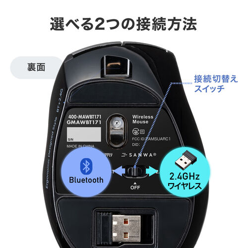 ワイヤレスマウス(Bluetooth・充電式・おすすめ・おしゃれ・人気・液晶画面付き・9ボタン・ボタン割り当て機能・エルゴノミクス・充電式・ブラック) MAWBT171