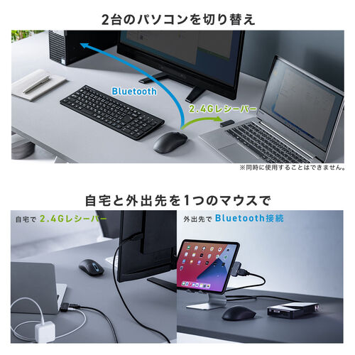 USBハブマウス（USB-C HDMI変換アダプタ・ワイヤレス 2.4G & Bluetooth・充電式・4K/60Hz・PD充電・会議・出張・プレゼン・ブラック×ブルー）