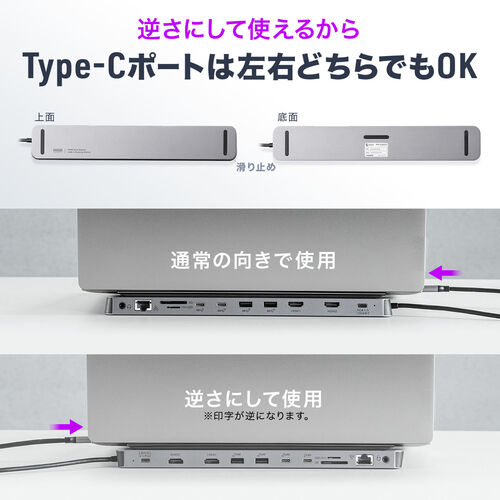 ドッキングステーション（タイプCハブ・HDMI・4K・2画面出力対応・USB-C接続・USB PD100W対応・11in1・Win/Mac対応・ケーブル一体型・コンパクト） VGA024