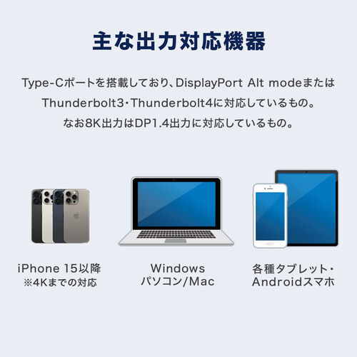 USB Type-C HDMI変換アダプタ（8K/30Hz・4K/60Hz・PD100W・ケーブル長2ｍ・typeC機器対応・スマートフォン・タブレットHDR・ブラック）