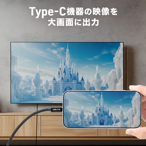 USB Type-C HDMI変換アダプタ（8K/30Hz・4K/60Hz・PD100W・ケーブル長2ｍ・typeC機器対応・スマートフォン・タブレットHDR・ブラック）