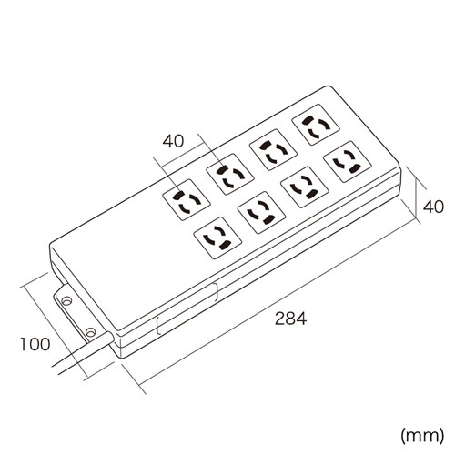 3P・8個口（パソコン用×1、連動×4、非連動×3、ライン型）・3P（変換アダプタ付き）プラグ2mコード・USB連動タップ サンワサプライ