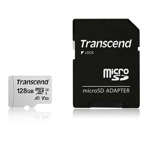 microSDXCカード 128GB Class10 UHS-I V30  SD変換アダプタ付き Transcend TS128GUSD300S-A